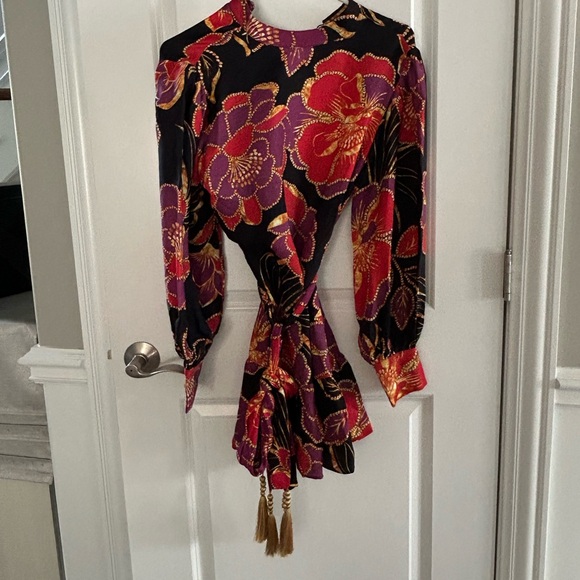 Farm Rio Shiny Chita Floral Long Sleeve Dress - Picture 3 of 6